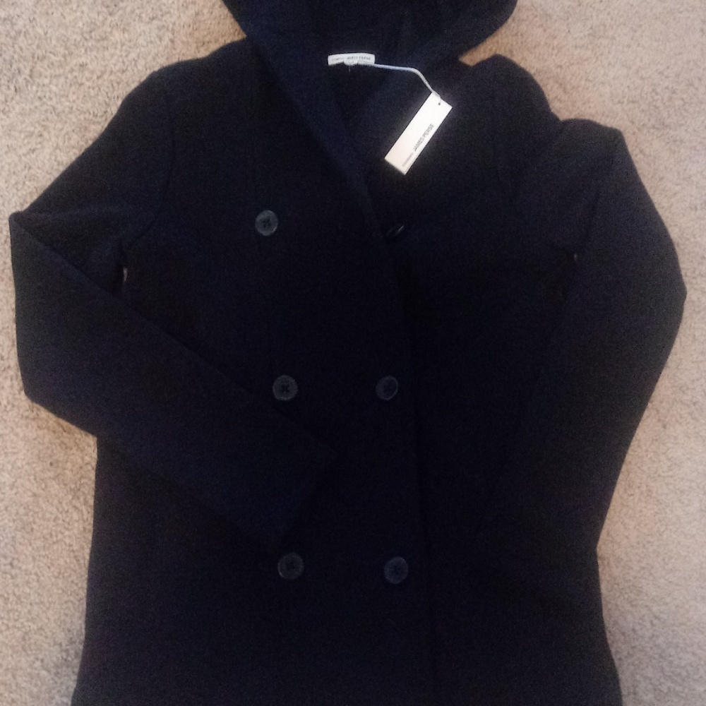 James Perse Hooded Pea Coat Black size small/m (2)